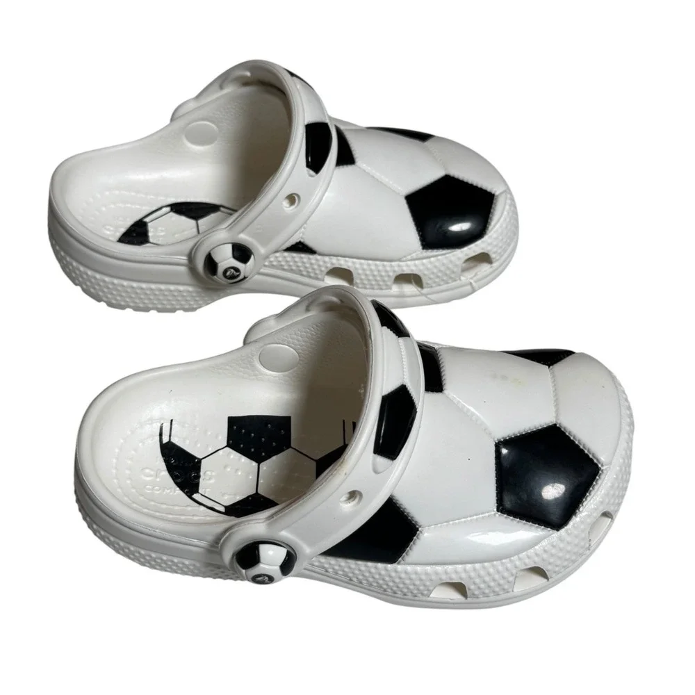 Crocs Classic Soccer Ball Clog Kids Toddler Size C9 White Black MWR